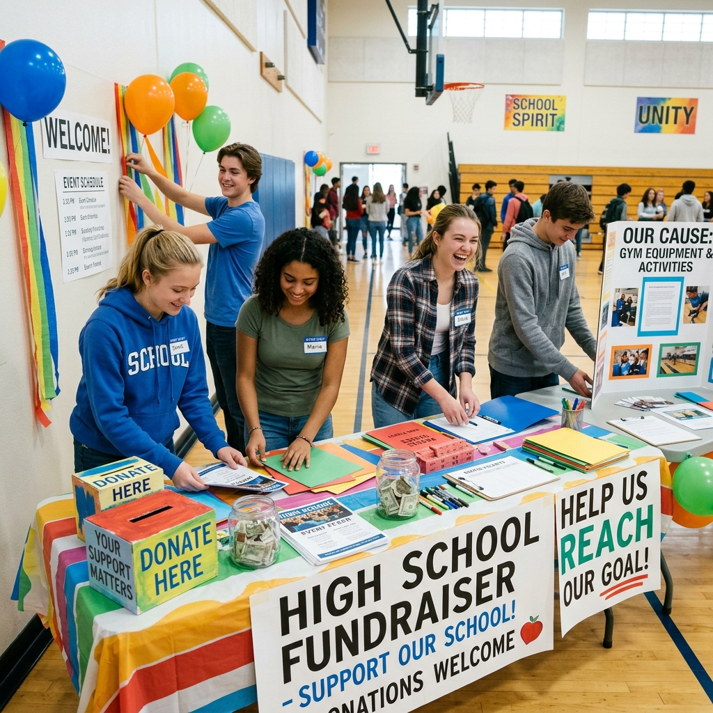 Students organizing community fundraising event